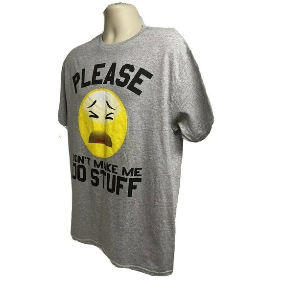 Delta Pro Weight Mens Graphic Gray T-Shirt Large Please Don't Make Me Do Stuff - Picture 2 of 9